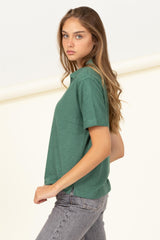 Hunter Green Collared Short-Sleeve Top