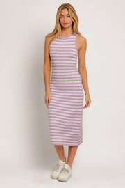 Lavender Sleeveless Sweater Midi Dress