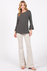 Black Striped 3/4 Sleeve Top