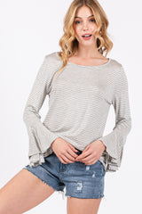 Heather Grey Striped Maternity 3/4 Sleeve Top