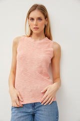 Peach Knit Sleeveless Maternity Top