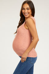 Peach Knit Sleeveless Maternity Top