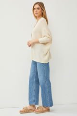 Ivory Knit Dolman Sleeve Cardigan