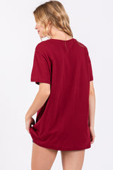 Light Burgundy Oversized Short Sleeve Top