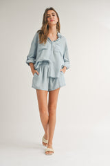 Light Blue Chambray Shorts