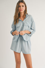 Light Blue Chambray Shorts