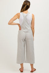 Grey Striped Linen Maternity Overalls