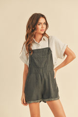 Charcoal Front Pocket Maternity Short Overalls