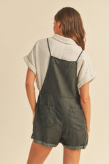 Charcoal Front Pocket Short Overalls