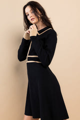 Black Basic Collared Sweater Mini Dress