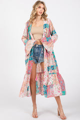 Multicolor Floral Patchwork Print Maternity Coverup