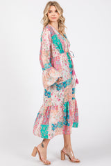 Multicolor Floral Patchwork Print Coverup