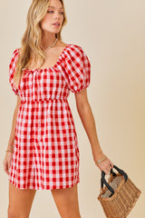 Red Gingham Cutout Maternity Romper