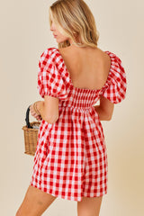 Red Gingham Cutout Romper