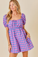 Pink Gingham Cutout Romper