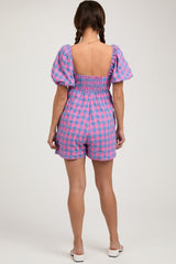 Pink Gingham Cutout Maternity Romper