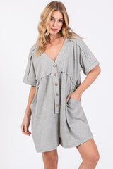 Heather Grey Button Down Maternity Romper