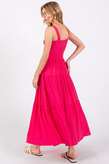 Fuchsia Sleeveless Tiered Maxi Dress