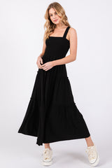 Black Sleeveless Tiered Maternity Maxi Dress