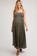 Black Floral Sleeveless Pocketed Maternity Maxi Dress