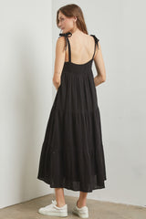 Black Sleeveless Tiered Maxi Dress