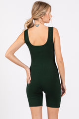 Forest Green Sleeveless Ribbed Biker Short Romper