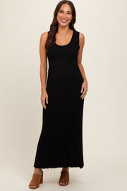 Black Sleeveless Knit Maternity Maxi Dress