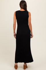 Black Sleeveless Knit Maternity Maxi Dress