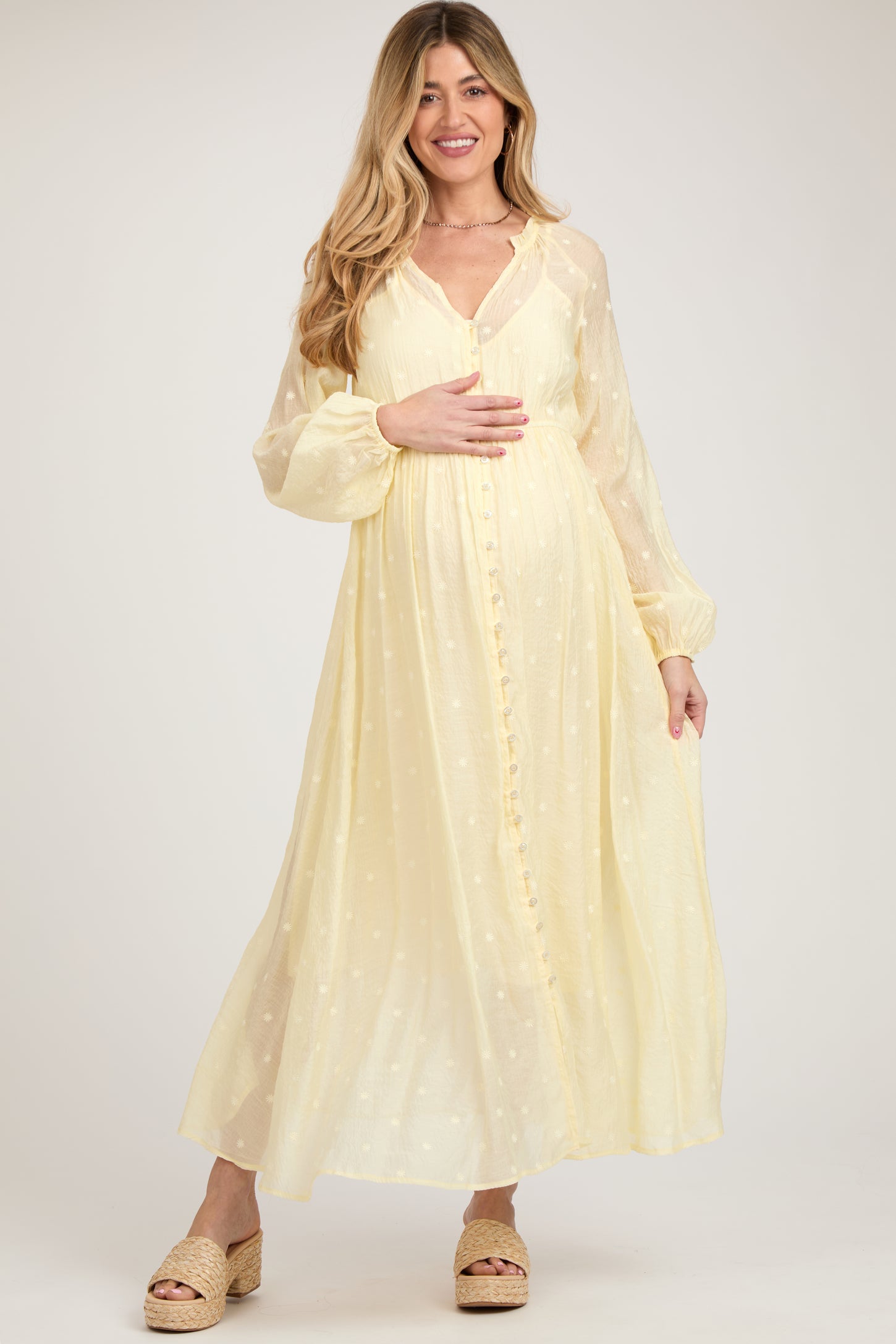 Gold Sequin Long Sleeve Wrap Maternity Maxi Dress– PinkBlush