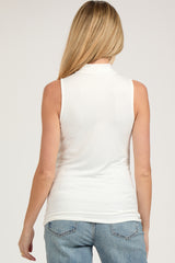 Ivory Sleeveless Mock Neck Maternity Top