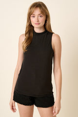 Black Sleeveless Mock Neck Maternity Top