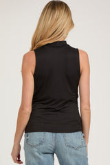 Black Sleeveless Mock Neck Maternity Top