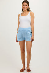 Light Blue Washed Denim Maternity Shorts