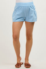 Light Blue Washed Denim Maternity Shorts