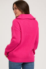 Fuchsia Half Zip Maternity Sweater