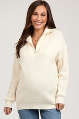 Cream Half Zip Maternity Sweater