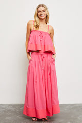 Magenta Colorblock Maternity Maxi Skirt