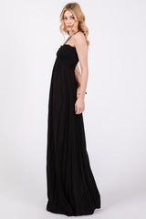 Black Smocked Halter Maxi Dress