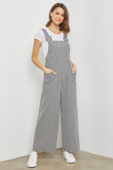 Black Overalls Wide Pants