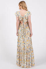 Multicolor Floral Crochet Accent Maxi Dress