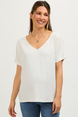 Ivory Short Dolman Sleeve V-Neck Maternity Top