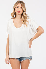 Ivory Short Dolman Sleeve V-Neck Top