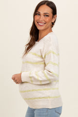 Lime Striped Knit Maternity Sweater