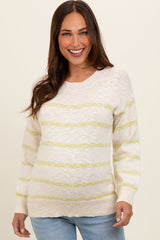 Lime Striped Knit Maternity Sweater