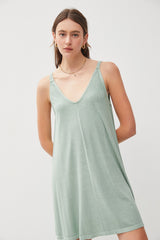 Sage Ribbed Sleeveless Front Seam Dress