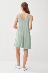 Sage Ribbed Sleeveless Front Seam Dress