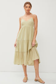 Light Olive Sleeveless Maxi Dress