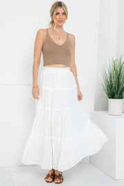 Ivory Tiered Maxi Skirt