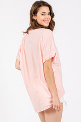 Pink Drawstring Dolman Sleeve Top