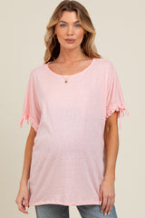 Pink Drawstring Dolman Sleeve Maternity Top